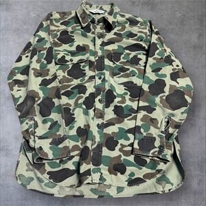 Vintage Woolrich Shirt Mens L Camouflage Flannel Hunting Frogskin Workwear USA